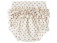 Badebloomers fra Lil Atelier i råhvid med små brune hjerter og flæser bagpå 132213574 turtledove